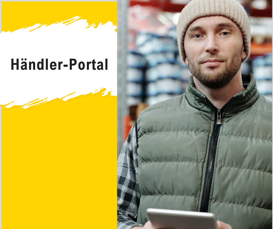 Händler mit Tablet im Lager